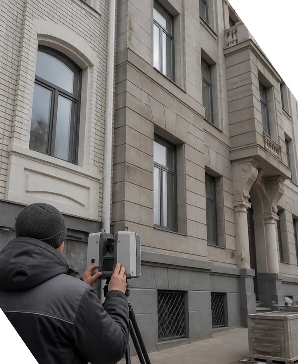 Лазерное сканирование фасадов зданий для обследования в Гае
